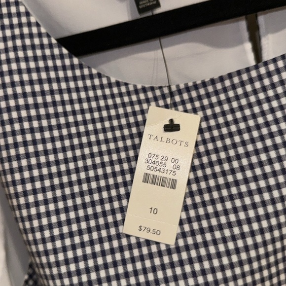 Talbots peplum blouse lined tank top sleeveless size 10 NEW stretch gingham - Picture 3 of 5